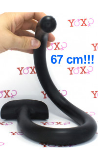 Yoxo Sexy Shop - Gut snake Dildo flessibile con presa in silicone nero 67 x 2,5 cm.