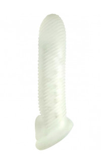 Yoxo Sexy Shop - Guaina fallica Almighty trasparente con anello per testicoli 18 x 3,5 cm.