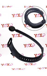 Yoxo Sexy Shop - Anello fallico per pene e testicoli in silicone nero regolabile da 4 a 7,1 cm.