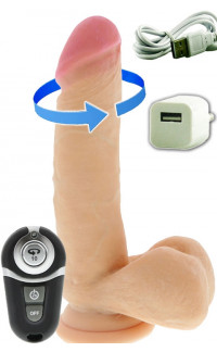 Yoxo Sexy Shop - Vibratore Realistico Rotante Ricaricabile USB Telecomandato Wireless 18 x 4 cm.