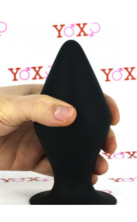 Yoxo Sexy Shop - Cuneo Anale in Puro Silicone Nero con Ventosa 14,6 x 7 cm.