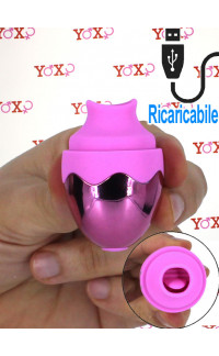 Yoxo Sexy Shop - Ovetto con Lingua Stimola e Lecca Clitoride in Silicone 6,6 x 3,8 cm. Ricaricabile con USB