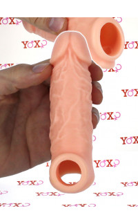 Yoxo Sexy Shop - Guaina Realistica in Silicone con Anello per Testicoli 14 x 4 cm. Aumenta Lunghezza e Circonferenza