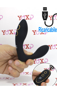 Yoxo Sexy Shop - Vibratore stimolatore prostata in silicone nero ricaricabile USB 11 x 2,9 cm.