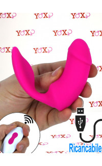 Yoxo Sexy Shop - Stimolatore Indossabile per Clitoride e Punto G in Silicone Fucsia Ricaricabile con Telecomando Wireless