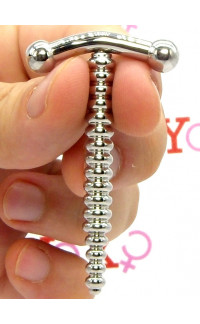 Yoxo Sexy Shop - Sonda stimolatore dilatatore uretra in acciaio con rilievi stimolanti 6,2 x 0,7 cm.