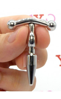 Yoxo Sexy Shop - Sonda stimolatore dilatatore uretra in acciaio a 2 sezioni 5 x 0,8 cm.