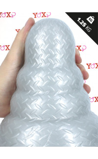 Yoxo Sexy Shop - Tripole M - Cuneo Anale Gigante Effetto Metallo 18 x 11,5 cm. Grigio Chiaro
