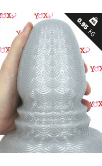 Yoxo Sexy Shop - Ripple M - Cuneo Anale Gigante Effetto Ondulato 18 x 10 cm. Grigio Chiaro