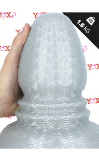 Yoxo Sexy Shop - Ripple L - Cuneo Anale Gigante Effetto Ondulato 22 x 12 cm. Grigio Chiaro