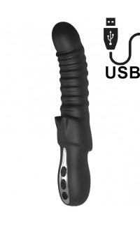 Yoxo Sexy Shop - Typhon - Vibratore in Silicone con Rilievi Stimolanti 23 x 3,8 cm. Nero Ricaricabile