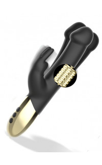 Yoxo Sexy Shop - Vibratore Rabbit Rotante Nero Con Stimolatore Clitoride 22 x 3,2 cm