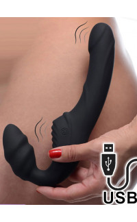 Yoxo Sexy Shop - Fallo Indossabile Black in Silicone con Doppia Stimolazione