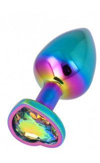Yoxo Sexy Shop - Plug Anale Multicolor con Pietra a Forma di Cuore 8,3 x 3,4 cm Taglia M