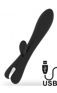 Yoxo Sexy Shop - Vibratore Rabbit Erik in Silicone Flessibile 22 x 3,5 cm. Nero Ricaricabile
