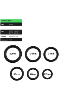 Yoxo Sexy Shop - Cockring Set di 6 Anelli in Silicone Nero