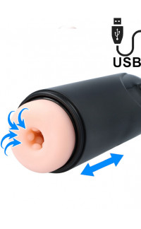Yoxo Sexy Shop - Masturbatore M1 con Vibrazione, Risucchio ed Effetto Spinta Ricaricabile con USB.