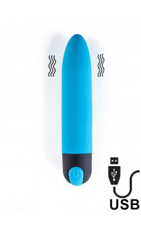Yoxo Sexy Shop - Mini Vibratore Bullet V3 10 x 3 cm  Ricaricabile con USB Azzurro