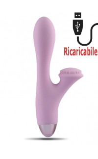 Yoxo Sexy Shop - Vibratore con Stimolatore Clitoride Ricaricabile USB in Puro Silicone 19 x 3,3 cm.