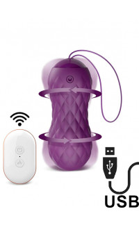Yoxo Sexy Shop - Ovetto Wireless Nima con Perle Ondulanti in Silicone 8,7 x 3,4 Viola Ricaricabile con USB