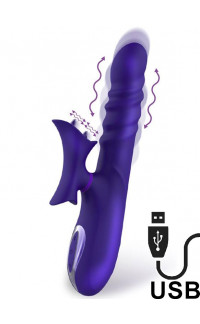 Yoxo Sexy Shop - Vibratore Rabbit No. Fourteen con Lingue Lecca Clitoride in Silicone 26 x 3,6 cm. Ricaricabile USB