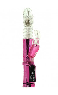 Yoxo Sexy Shop - Vibratore Rabbit Rosa con perle rotanti e Spinta Su e Giu 23 x 3,5 cm.