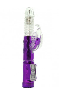 Yoxo Sexy Shop - Vibratore Rabbit Viola con perle rotanti e Spinta Su e Giu 25 x 3,2 cm.
