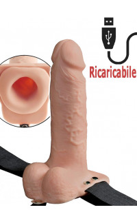 Yoxo Sexy Shop - StrapOn cavo vibrante color carne ricaricabile USB 17 x 4,8 cm.