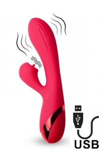 Yoxo Sexy Shop - Vibratore Rabbit con Lecca Clitoride TURNA Rosso USB 18,5 cm
