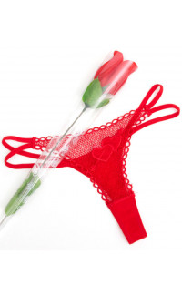 Yoxo Sexy Shop - Tanga Rosso Contenuto nel Bocciolo di una Rosa - Taglia Unica Elasticizzata (Tg. 36-46)