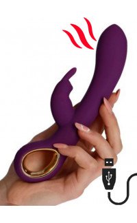 Yoxo Sexy Shop - Vibratore Rabbit Riscaldante con Motore Doppio Ricaricabile USB in Silicone 19 x 3,3 cm.