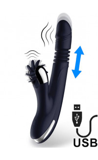 Yoxo Sexy Shop - Vibratore Rabbit con Lingue Rotanti ed Effetto Spinta USB Ricaricabile 15 x 3,5 cm
