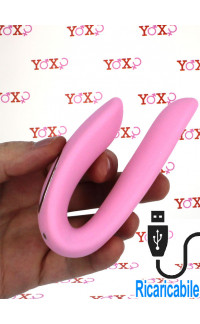 Yoxo Sexy Shop - Sync Fun - Vibratore per Coppia 10 x 2,8 cm. in Silicone Rosa Ricaricabile USB
