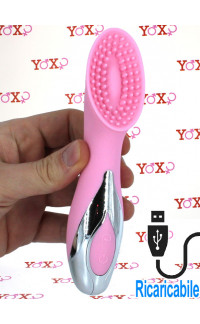 Yoxo Sexy Shop - Stimola Vagina e Clitoride con Setole Ultra Stimolanti 17 x 4 cm. Silicone Rosa Ricaricabile USB
