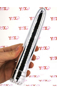 Yoxo Sexy Shop - Vibratore classico color argento 20 x 3,2 cm.