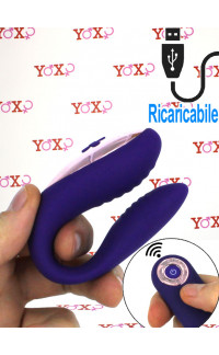 Yoxo Sexy Shop - Vibratore per Coppia in Puro Silicone Viola Ricaricabile USB con Telecomando Senza Fili