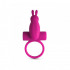 Anello Fallico Vibrante in Puro Silicone Rosa con Rabbit - 2