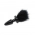 Cuneo Anale in Silicone con Coda da Coniglio Nero 6,5 x 3,5 cm. - 0