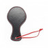 Sculacciatore in Ecopelle Nero a Forma di Racchetta con Cuciture Rosse - 2