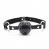 Gag Ball Nera Forata con Cinturino in Similpelle Regolabile - 0