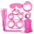 Omaggio Kit BDSM Rosa Completo con Frusta Manette Cavigliere Maschera Collare Corda e Gagball - 1