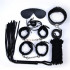Kit BDSM Nero Completo con Frusta Manette Cavigliere Maschera Collare Corda e Gagball - 2