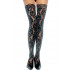 LEG AVENUE Calze Autoreggenti Nere Ricamate in Pizzo Floreale - Taglia Unica Elasticizzata (Tg.36-48) - 1