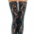 LEG AVENUE Calze Autoreggenti Nere Ricamate in Pizzo Floreale - Taglia Unica Elasticizzata (Tg.36-48) - 0