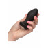 Cuneo Anale in Puro Silicone Nero con Gemma e Vibrazione Ricaricabile USB 10,5 x 3 cm. - 5