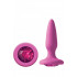 Cuneo Anale in Puro Silicone con Gemma Fucsia 8 X 3 cm. Rosa - 1