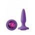 Cuneo Anale in Puro Silicone con Gemma Fucsia 8 X 3 cm. Viola - 0