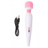 Wand Curve - Massaggiatore Magic Wand con Testa in Silicone Ricaricabile Bianco e Rosa - 1