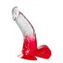 Fallo Ricurvo in Jelly Rosso e Trasparente con Testicoli e Ventosa 19 x 3,8 cm. - 0