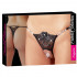 Tanga minimale in pizzo nero con strass e ricami con rosa nera e lacci sul retro - 3